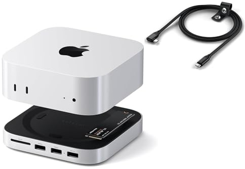 𝗦𝗔𝗧𝗘𝗖𝗛𝗜 𝗕𝘂𝗻𝗱𝗹𝗲 Mac Mini M4 Hub Soporte Carcasa SSD NVMe y Cable USB C USB C 1m Bundle