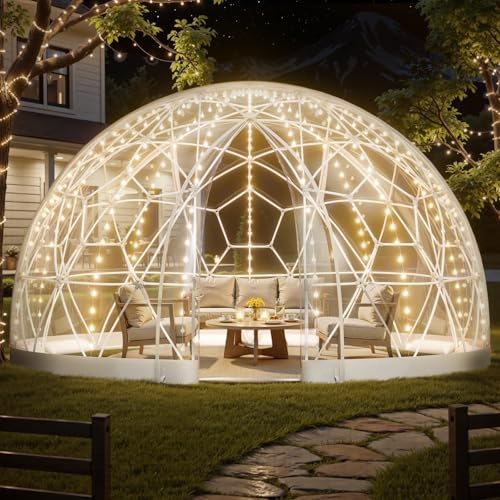 3.6 x 2.2m serra da giardino Igloo,resistente alle intemperie serra a cupola geodetica con copertura in PVC,2-4 Persone con Finestre per Esterni, Campeggio, Cortile, Feste, Eventi all'Aperto