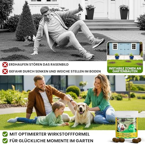 Momii Maulwurf Vertreiber-Kugeln mit Sofort- und Langzeitwirkung effektives Mittel gegen Maulwürfe (1er Pack)