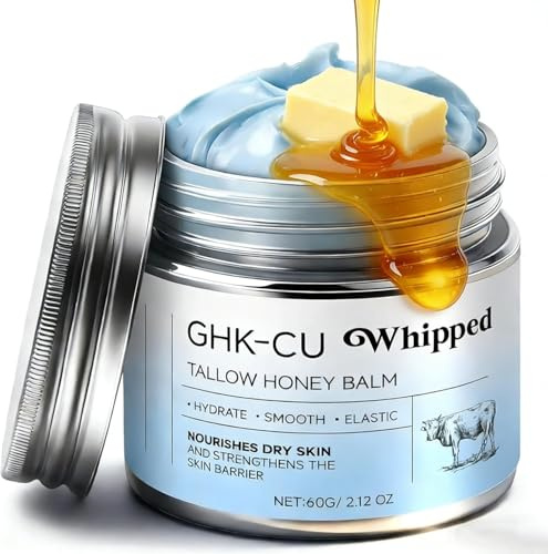 Balsamo per la Pelle GHK-Cu, Sevo e Miele: Arricchito con Miele di Manuka e Vitamina E per Riparare la Barriera Cutanea e Offrire un'Idratazione Profonda — Adatto a Viso e Corpo.