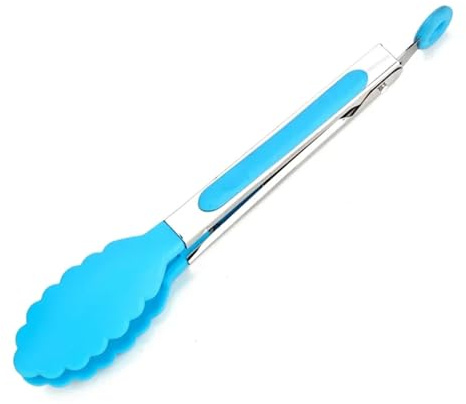 Mattång av rostfritt stål mattång, kökstång i rostfritt stål, silikonnylon, halkfri matlagningsklämma, grillsalladsverktyg, grillkökstillbehör (blå 1 st)