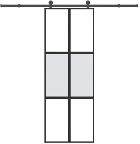 LoogCape Porte coulissante en verre trempé et aluminium avec kit de quincaillerie noir pour intérieur moderne, sécurité, isolation thermique et phonique, façade ou rénovation