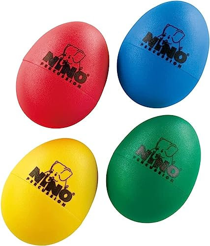 Nino Percussion Egg Shaker Assortment – 4 Rasseleier für Kinder ab 3 Jahren – Musikinstrument – Geschenkidee - Kunststoff, Mehrfarbig (NINOSET540)