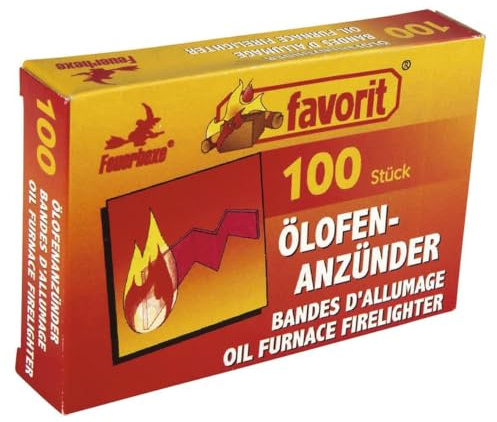 Favorit Ölofenanzünder (100 Streifen, zum einfachen und schnellen anzünden, geeignet für Ölöfen) 1251