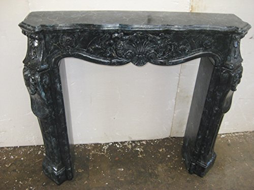 Kaminumrandung Kaminverkleidung Model Rococo Blueperl bredd 115 cm marmorerad Cararablueperl kantfärg: