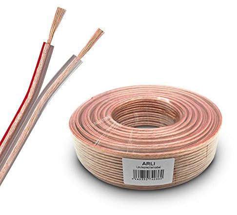 ARLI 100m Lautsprecherkabel transparent – 2x2,5 mm² CCA flexibel + Metermarkierung für HiFi Surround Auto Boxen 2 x 2,5 Lautsprecher Kabel
