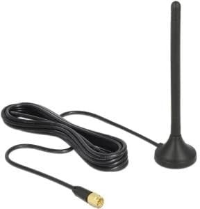 DELOCK GSM/UMTS/LTE Antenne SMA Stecker 2,5 dBi starr omnidirektional mit magnetischem Standfus und Anschlusskabel (RG-174, 3 m)
