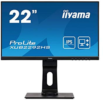 iiyama ProLite XUB2292HS-B1 54.6 cm, 21.5 Pollici, IPS LED-Monitor Full-HD, VGA, HDM, DisplayPort, Ultra-Slim-Line, Regolabile in Altezza, Pivot, Nero