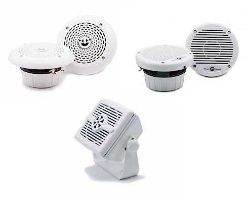 wellenshop 1 Paar hochwertige Riviera Lautsprecher, weiß, wasserdicht, Boot Marine Schiff Außen-Bereich wasserfest, (Modell AP09 1 Stück im Lieferumfang) Größe AP09 (1 Stück)