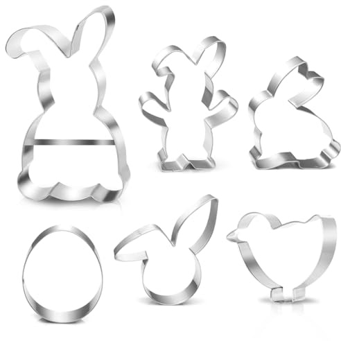 Plätzchen Ausstecher Ostern – 6 Stück Ausstechformen Set mit Ei und Hase (Hase XXL groß) – Ideales Oster-Geschenk für Osterplätzchen