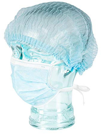 SF Klipphaube OP-Haube 100 Stück Blau Einweghaube Haarnetz Haarschutz Vlieshaube universale Größe Baretthaube latexfrei, unsteril