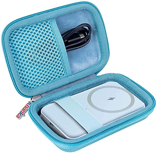 Khanka Duro Viaje Estuche Bolso Funda para Anker 622/521 Cargador Portátil Magnético Inalámbrico (MagGo) Batería Externa inalámbrico Plegable de 5000mAh (Azul)