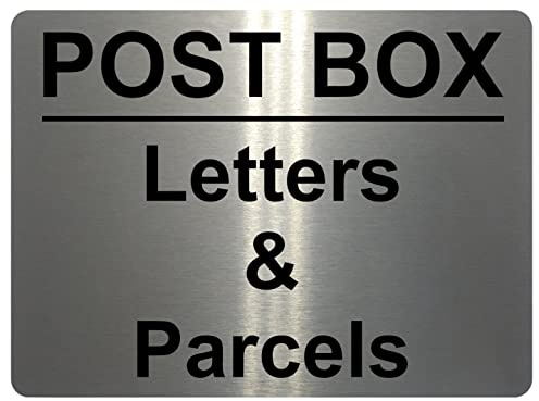 AL014 POST BOX Letters & Parcels Metal Aluminium Plaque Sign Door House Office (20x15cm, Brushed Silver)