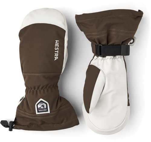 Hestra Unisex Army Leather Heli Ski Mitt, Snow Mitten Glove for Skiing & Snowboarding for Men & Women - Espresso - 9