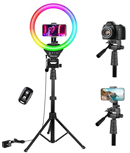 UBeesize Anillo de luz de 12 Pulgadas RGB, trípode de 170 cm con Disparador Remoto, 3 Colores y 35 RGB, Modelo Regulable, Anillo de luz para Selfie, transmisión en Vivo, Maquillaje, TIK Tok, Youtube