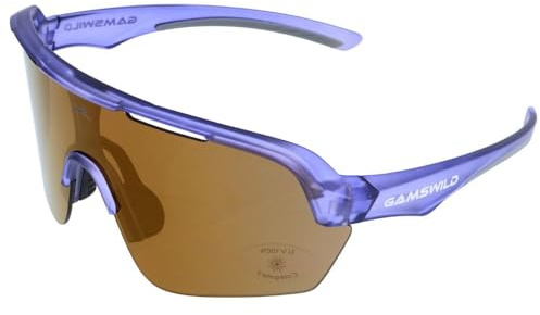 Gamswild WS7138 Fahrradbrille lila - Sonnenbrille - schnelle Rennradbrille - bruchsichere Polycarbonatgläser mit 100% UV400 Schutz – 32 g