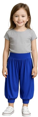 STAR FASHION Barn harem lös ledig säckig sport dansbyxor flickor harem barnbyxor med ben manschetter elastisk midja UK 5 år till 13 år, Kunglig, 7-8 Years