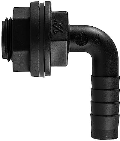 Water Butt/rain Barrel/Water Storage Tank Overflow hosetail Elbow with nut & Washer (1 bsp - 1 Barb) Requires A 33MM Hole