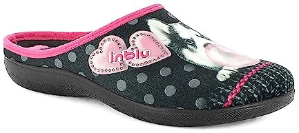 Pantofole Donna Animals & Chewing gum, Ciabatte Invernali con Pois, Cani e Gatti, Soffice Sottopiede in Tessuto Imbottito, Nero, 38