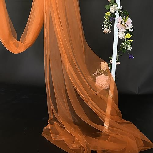 3m x 160cm Soft Tüllstoff,Tüll Stoffe zum Nähen,Netzstoff Dekostoff Drapierstoff für Arbor Hochzeit Vorhang Hochzeitsbogen Freihanddeko Torbogen Zeremonie Party Dekor Kleid Tüllrock Schleier,Orange