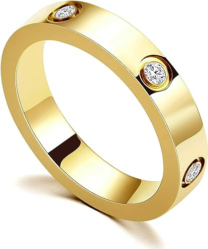 aesdox Bague Femme d'amour en Or 18K/Argent/Rose Plaqué Zircone Cubique, Bague de Promesse, Alliance, Cadeaux pour Femmes et Filles, O Or, Taille 57