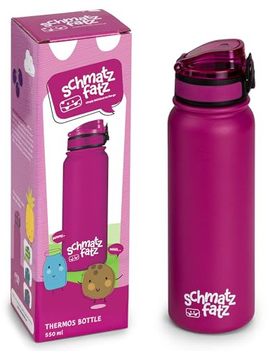 Schmatzfatz Trinkflasche Kinder Auslaufsicher, 550ml Edelstahl-Trinkflasche für Schule & Kindergarten, Wasserflasche BPA-Frei, Für Kaltes & Heißes, Auslaufsichere Trinkflasche für Mädchen & Jungen