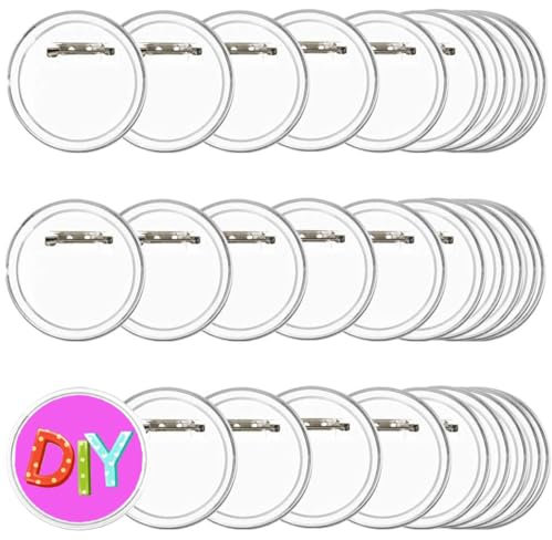 QHFlashbuy Buttons Selber Machen,30 Stück Acryl-Knöpfe,Acryl Knopf Band Pin Rundes Abzeichen Transparenter Kunststoff für DIY Handwerk und Handwerk Aktivitäten 45MM