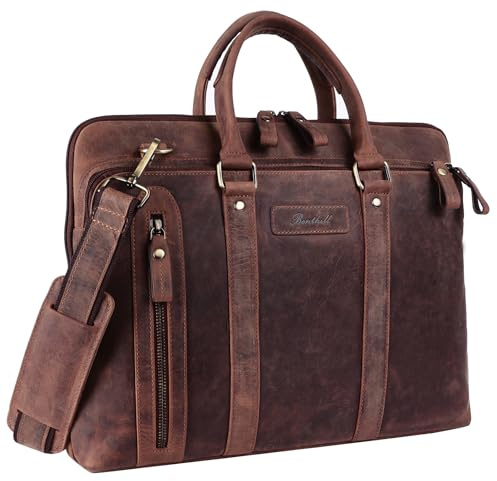Benthill Laptoptasche Echt-Leder I Leder Umhängetasche für Laptop I Aktentasche für Notebook I Damen und Herren Tasche I Notebooktasche