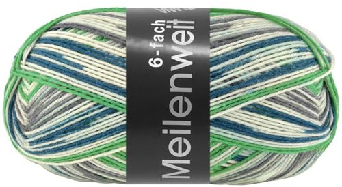 LANA GROSSA Meilenweit 6-fach 150 | 6-fädiger Sockenklassiker, waschmaschinenfest | Handstrickgarn 80% Schurwolle & 20% Polyamid | 150g Wolle zum Stricken & Häkeln | 390m Garn FB9617