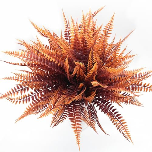 CATTREE Künstliche Boston-Farn-Pflanzen, künstliche Farnsträucher, künstliche Pflanze für drinnen und draußen, Zuhause, Garten, DIY-Dekoration, Hochzeitsblumen, Bündel, Dekoration, Rot, 6 Stück