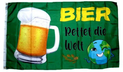 Fahne/Flagge Bier rettet die Welt 90 x 150 cm