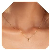 Aidenn Kette mit Buchstaben Klein Anhänger Damen Frauen 18 Karat Vergoldet Initialen Choker Halskette Namen Buchstabenkette Hypoallergene Anfangsbuchstaben J schmuck Geschenke Teenager Mädchen