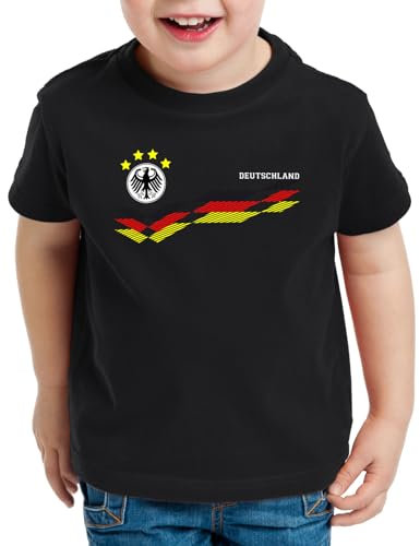 Deutschland Kinder T-Shirt EM 2024 Fußball Europameisterschaft Trikot Spieler, Farbe:Schwarz, Größe:116