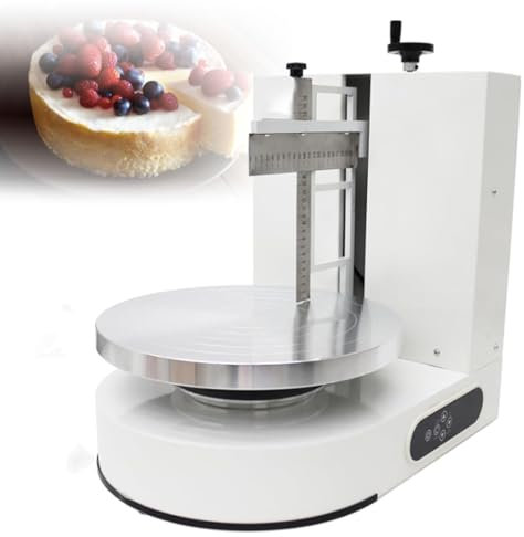 ZyKnaurral Automatic Cake Frosting Machine, 4-12 Inch Birthday Cake Cream Decoration Spreader Smoothing Machine for Cake Shop Cream Spreading, Home Use,White