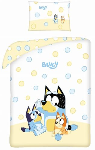 Halantex BLUEY mit BINGO BANDIT Hunde - Kinderbett-Set 100 x 135 cm 100% Oeko-Tex Baumwolle - Mehrfarbig
