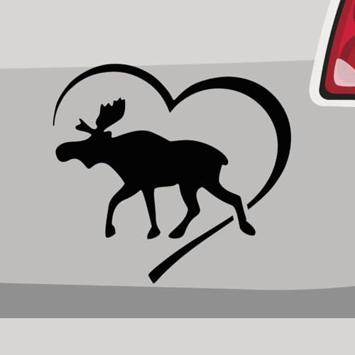 Aufkleber - Elch Herz Schweden Tier - Sticker, Folienaukleber für Auto, Motorrad, Fahrrad, Laptop, LKW (13x12cm | Schwarz)