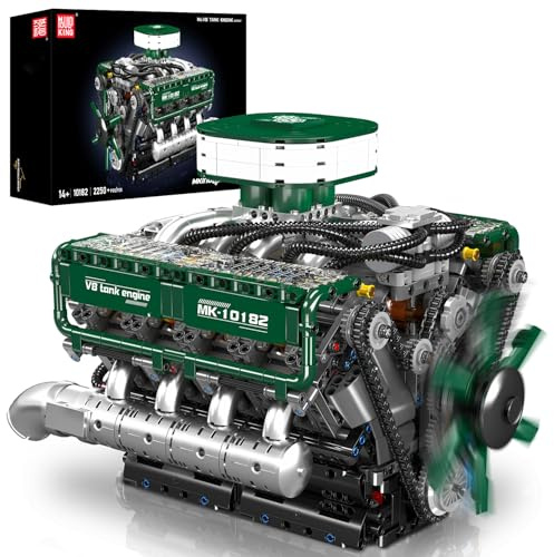 Mould King 10182 Technik V8 Motor Klemmbausteine Bausatz Kit, 2250 Stück Twin-Turbo Engine Bausteine Spielzeug Modell, Klemmbausteine Funktionsmodell für Engine Fans Sammlerstücke