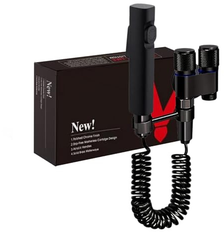 Doccino per Bidet, Bidet Doccia a Mano in Acciaio Inox, Doccia Musulmana E Kit Di Spruzzo per Pannolini per Bambini, Idroscopino per Wc, Per L'igiene Personale E Degli Animali Domestici (Nero-02)