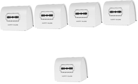 Healeved Caja De 5 Piezas Estuche desechable para Cuchillas de Afeitar Banco de Cuchillas Estuche de Afeitar de Seguridad Cajas almacenaje baño Organizador para baño hojalata
