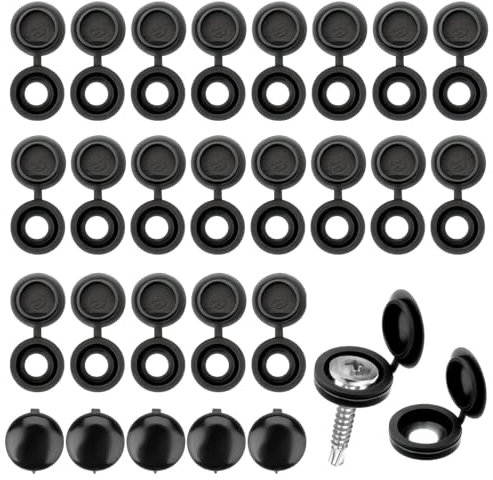 300Pcs Black Screw Caps Hinged Plastic Screw Caps M4 Screw Caps - Screws Hinged Screw Head Covers Plastic Decorative Covers for Concealing and Protecting Screws, Ideal for Furniture and DIY Projects