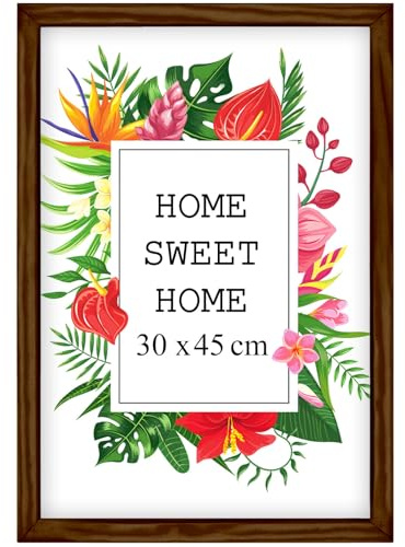 MG Design Braun Bilderrahmen 30 x 45 cm – Aus echtem Holz mit Acrylglas, zum Aufhängen & Aufstellen, für Fotos, Poster & Puzzle