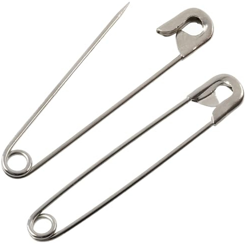 AERZETIX - Set di 12 spille da balia classiche 60 mm - metallo - colore argento - per creazioni tessili di cucito e gioielli