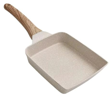 Tamagoyaki Pan Nonstick, Oven Safe Japanese Omelette Pan with Detachable Handle, All Stovetops Compatible (White Tamagoyaki)