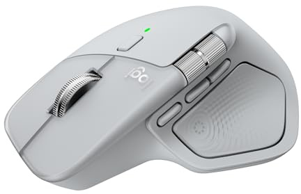 Logitech MX Master 4, ergonomische kabellose Maus mit fortschrittlichem, leistungsstarkem, haptischem Feedback, ultraschnellem Scrollen, Laden über USB-C, Bluetooth, Windows, MacOS – Hellgrau