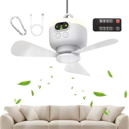 Ventilador de Techo para Exteriores | Ventilador De Techo Para Autocaravanas Con Mando A Distancia Inalámbrico | Soplador De Aire Con Gancho Para Circulación Del Aire Exterior Gazebo Camping Taller Do