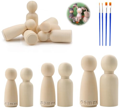TXXATX 40 stycken träfigurer för målning spelfigurer trä kombination 43 mm/53 mm/66 mm man kvinna träfigurer familj för bröllop dekoration gör-det-själv födelsedag måla