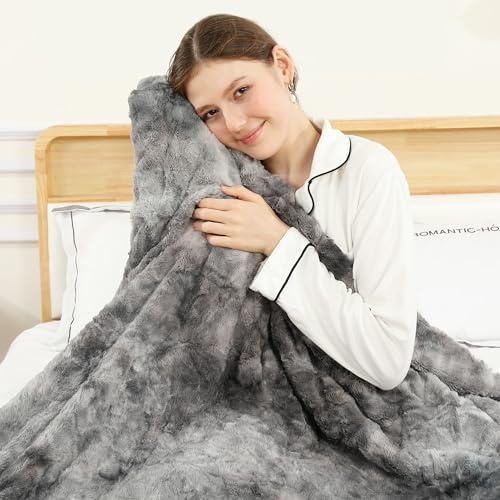 ESTINGO Heizdecke mit Abschaltautomatik, 180x130cm Wärmedecke, Anthrazit | 6 Stufen & 1-10H Timer, Überhitzungsschutz, CE, Waschbar, Tie-Dye PV-Samt & Sherpa, Schnellheizen, für Sofa, Bett, Büro