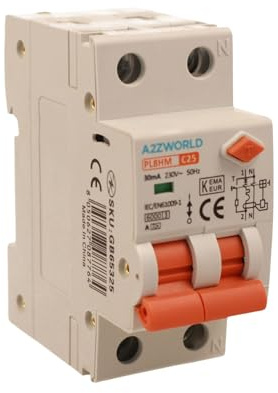 Interruttore Differenziale Magnetotermico Tipo A 25A C25, RCBO 1P+N 6kA 30mA Curva C, Doppio Leva con Diagnostica Visiva, 2 Moduli DIN, Serie PL8HM Elettromagnetica