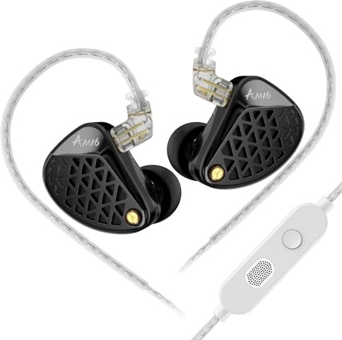 KZA COUSTICS KZ AM16 in Ear Monitor Cuffie con 16 driver BA, HiFi IEM con suono stereo chiaro su tutte le frequenze, auricolari da gioco con cavo OFC rimovibile placcato argento per musicisti