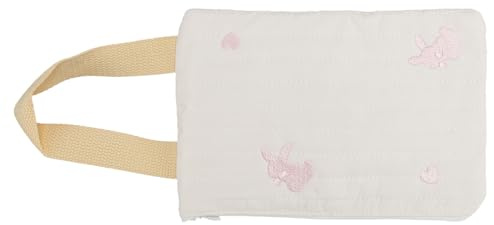LDAUYZLING Dispenser di salviette per bambini in cotone, portatile, ricaricabile, riutilizzabile, con motivo ricamato, chiusura a cerniera, da viaggio, #311, Rabbit, casual